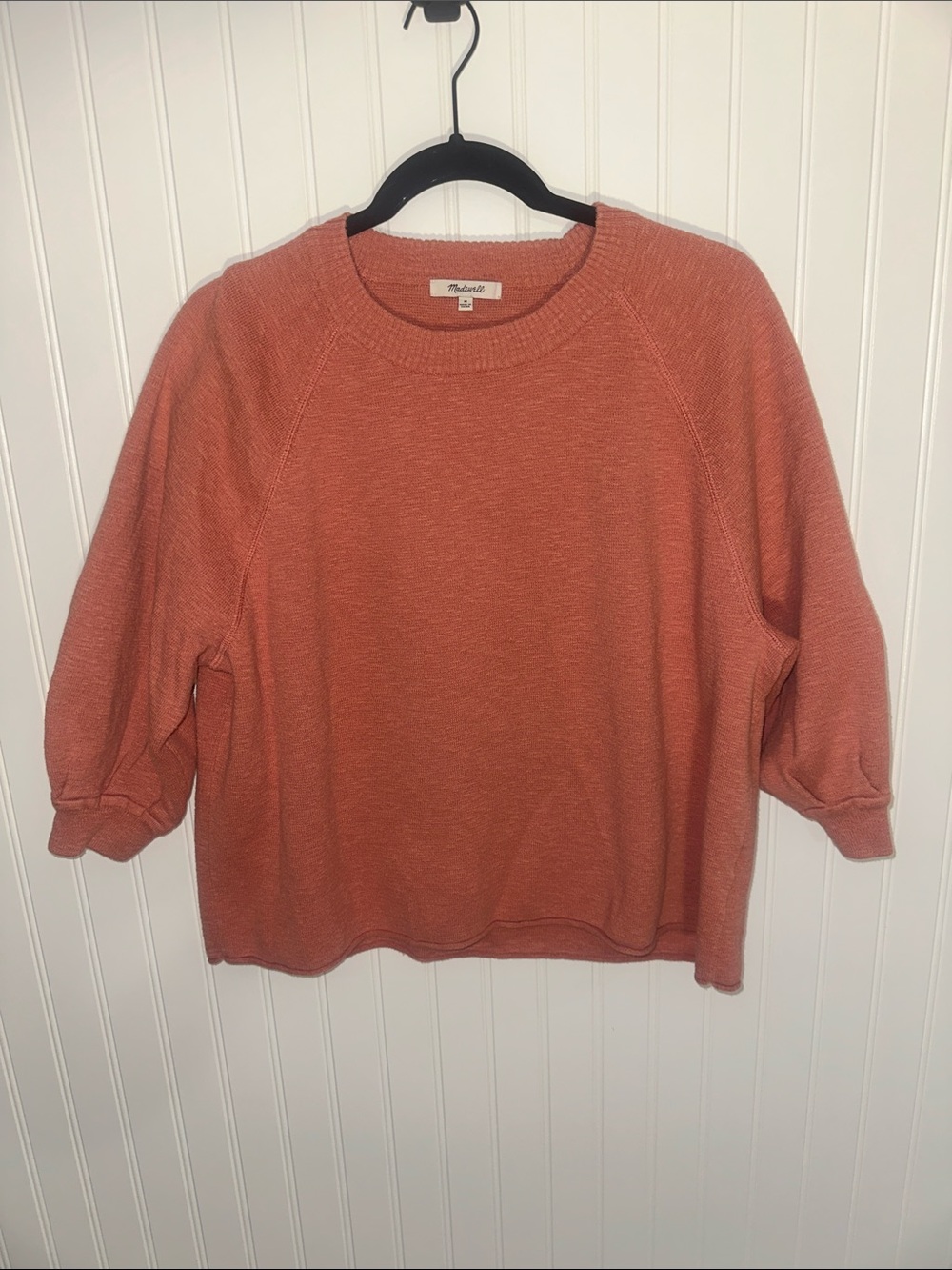Madewell Dusty Coral Textured Knit Puff Sleeve Sweater Women’s Medium M